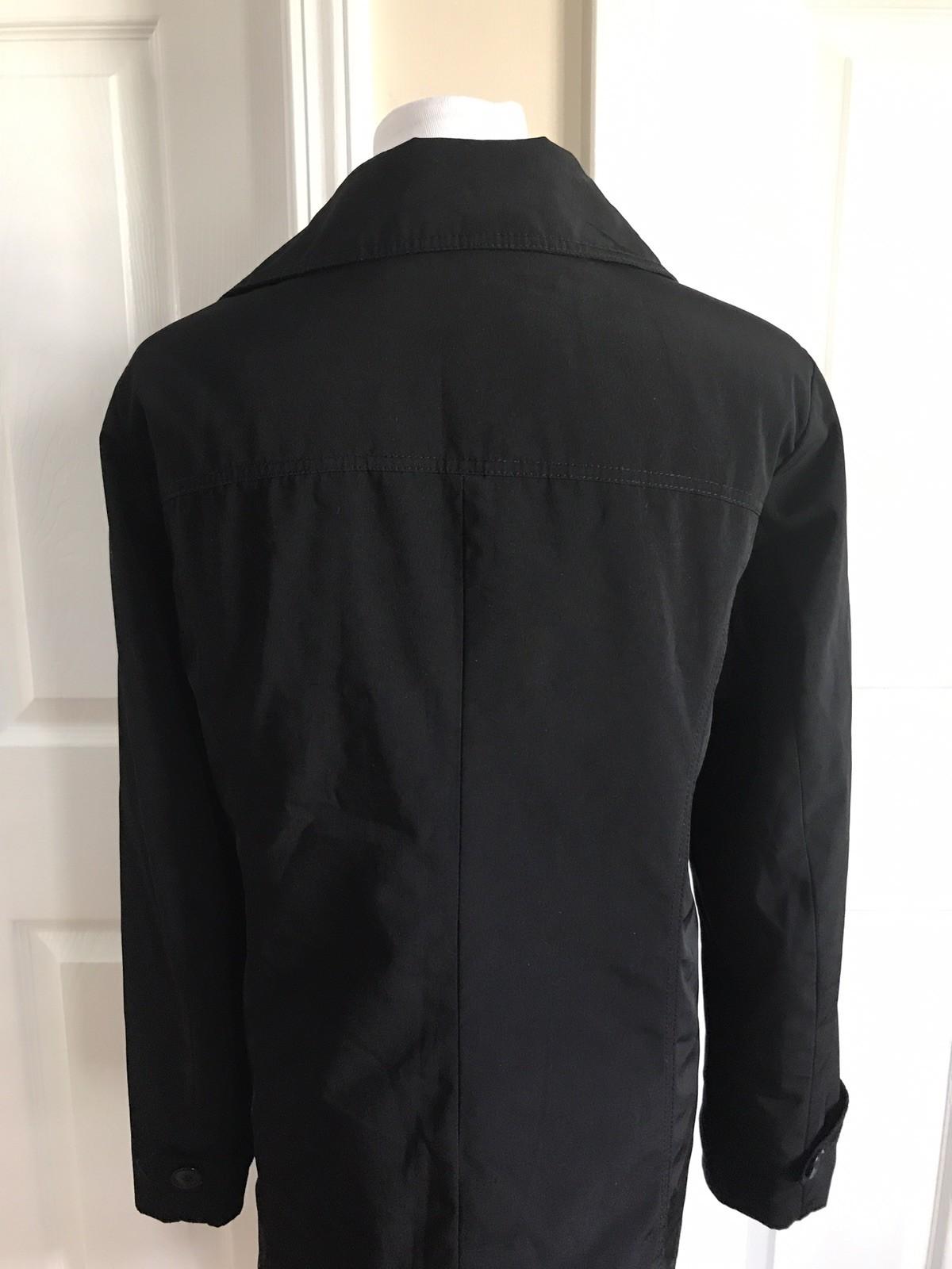 New York and Company Women Black Double Breasted Rain Coat Trench size Large