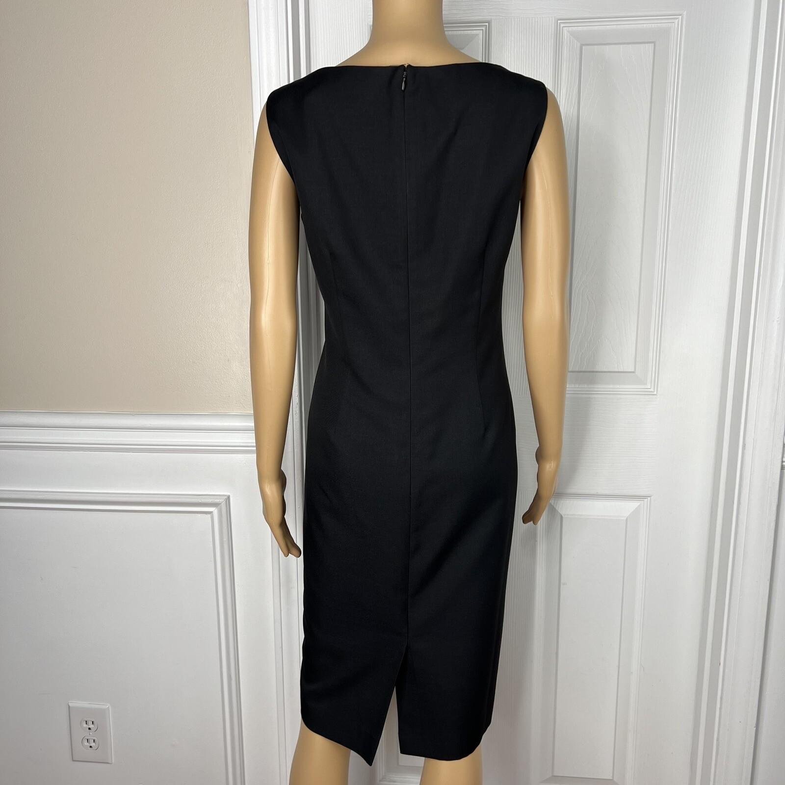 Kasper Polyester Lined Dress Suit Size 12 Black Red Stand Up Collar 2Piece Women