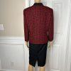 Kasper Polyester Lined Dress Suit Size 12 Black Red Stand Up Collar 2Piece Women
