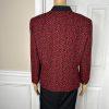 Kasper Polyester Lined Dress Suit Size 12 Black Red Stand Up Collar 2Piece Women