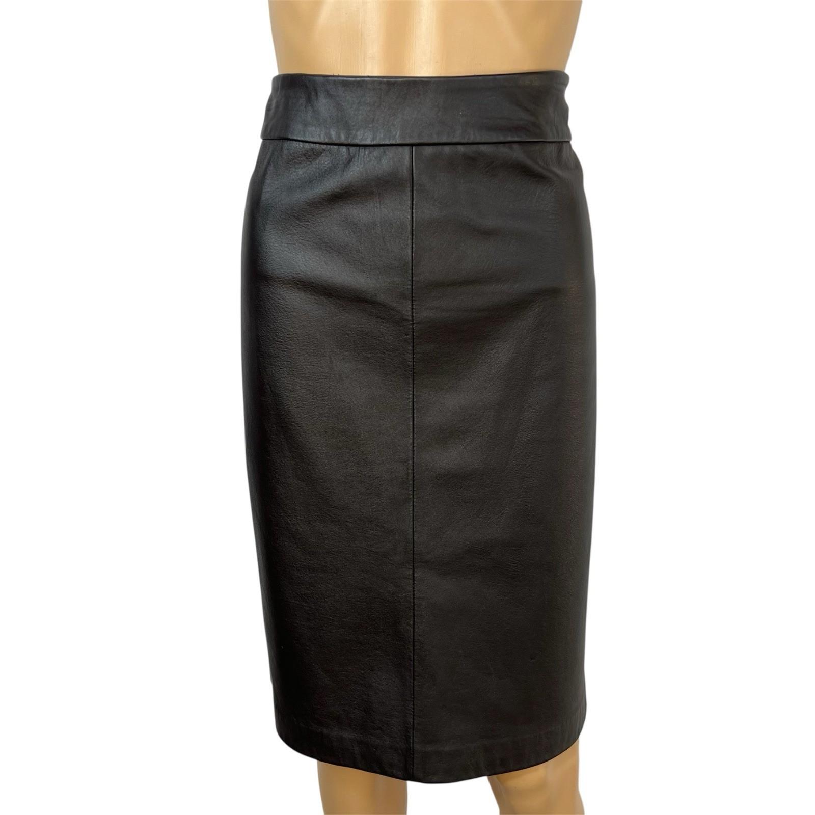 Kasper Women  Genuine Leather Pencil Skirt  Size 8P Brown Lined Business Career
