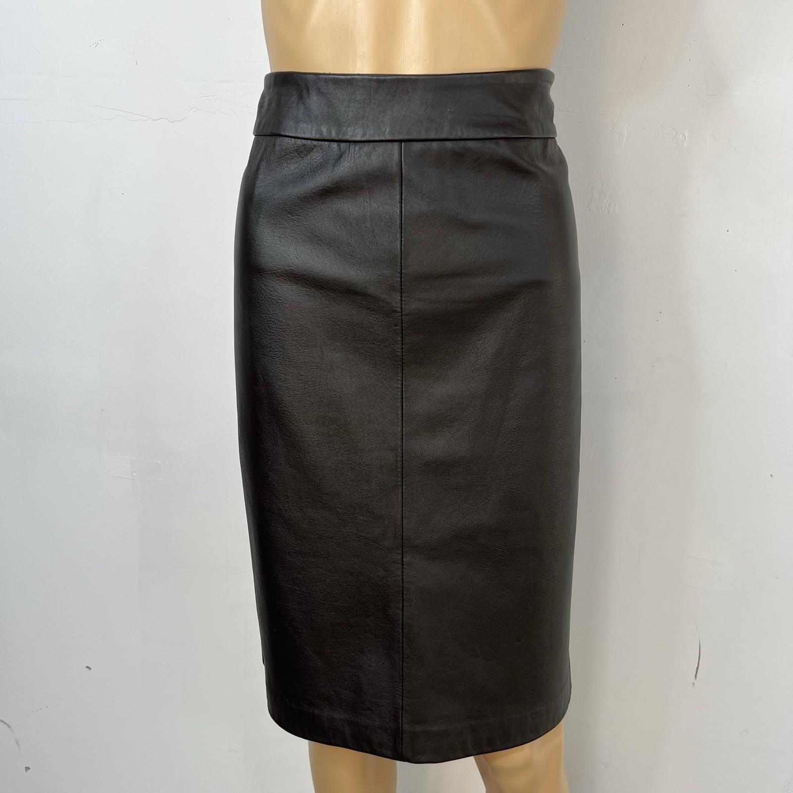 Kasper Women  Genuine Leather Pencil Skirt  Size 8P Brown Lined Business Career