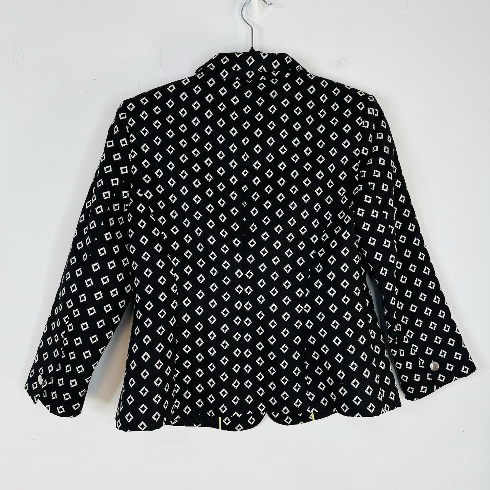 Vince Camuto Polyester Blazer Size 4 Black White Notch Collar Career Business