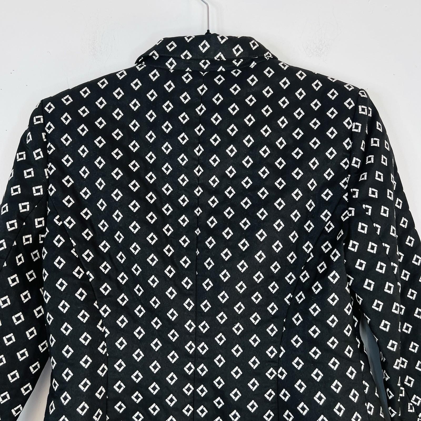 Vince Camuto Polyester Blazer Size 4 Black White Notch Collar Career Business