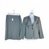 John Meyer Polyester Skirt Suit Size 14 Light Gray Ruffle Collarless 2PC New