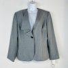 John Meyer Polyester Skirt Suit Size 14 Light Gray Ruffle Collarless 2PC New