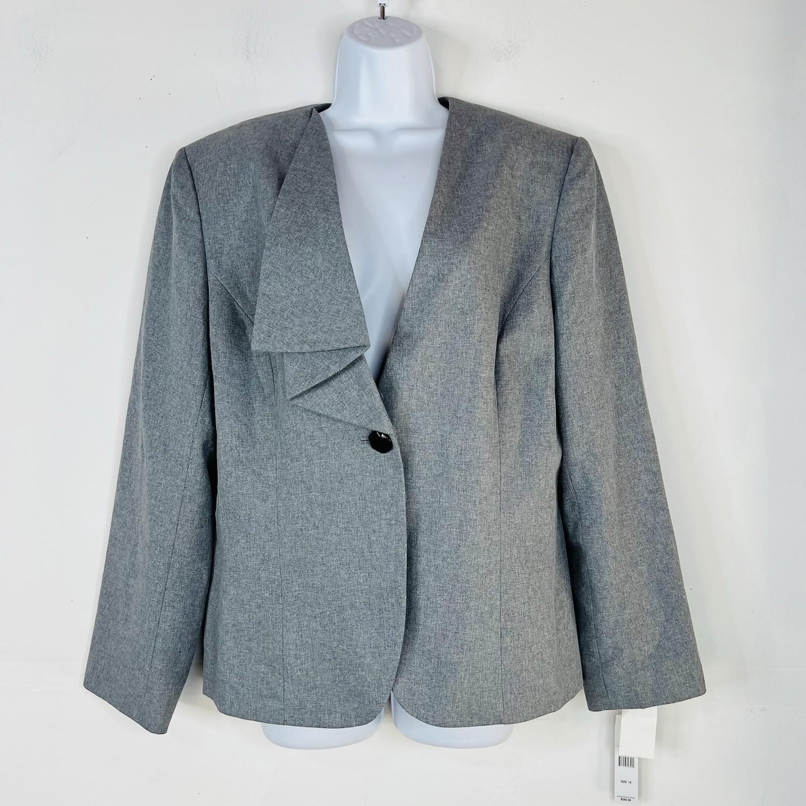John Meyer Polyester Skirt Suit Size 14 Light Gray Ruffle Collarless 2PC New