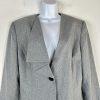 John Meyer Polyester Skirt Suit Size 14 Light Gray Ruffle Collarless 2PC New