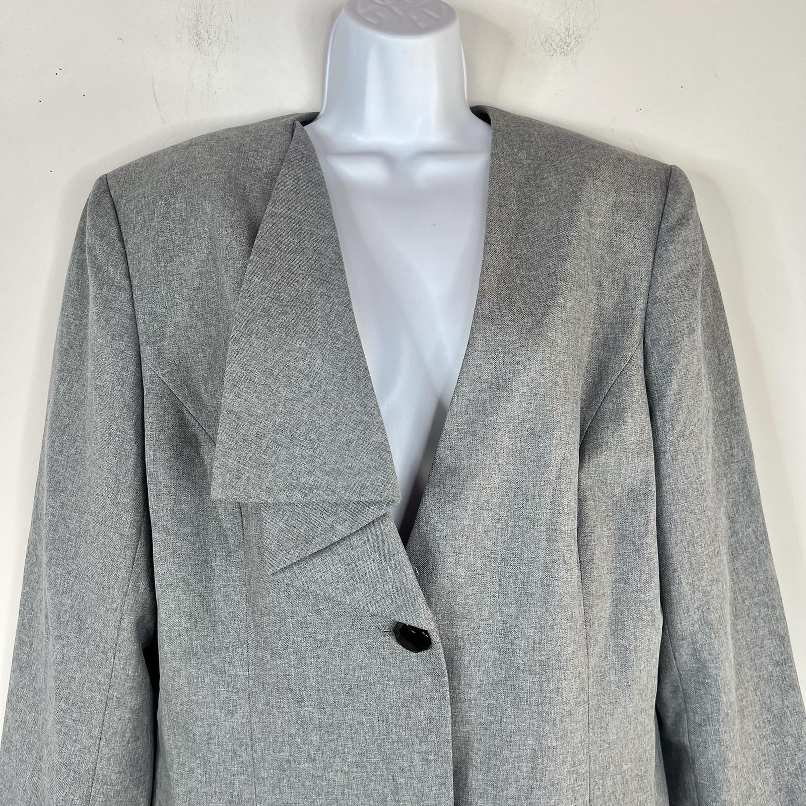 John Meyer Polyester Skirt Suit Size 14 Light Gray Ruffle Collarless 2PC New