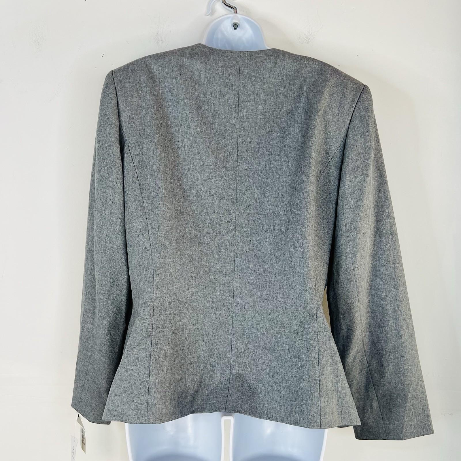 John Meyer Polyester Skirt Suit Size 14 Light Gray Ruffle Collarless 2PC New