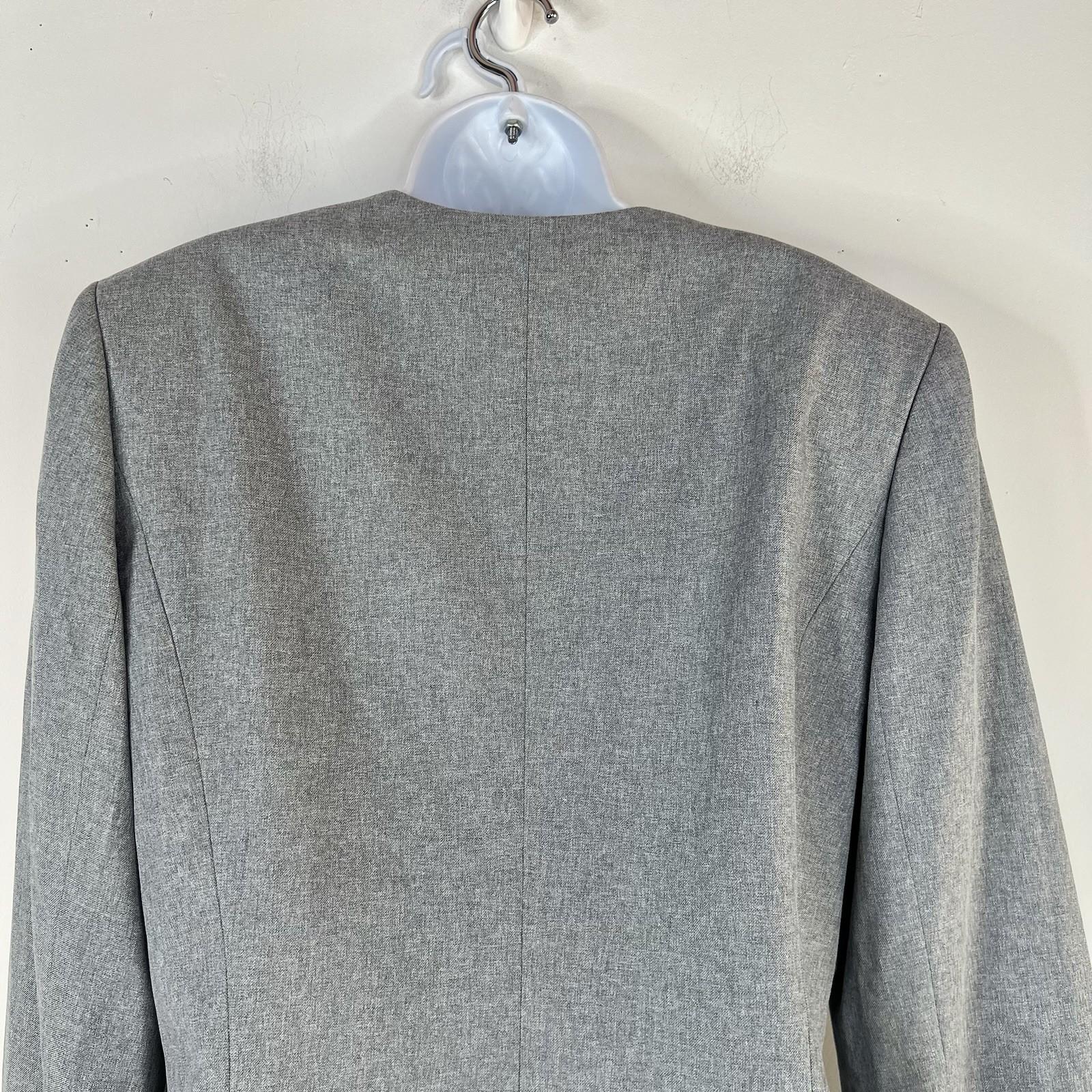 John Meyer Polyester Skirt Suit Size 14 Light Gray Ruffle Collarless 2PC New