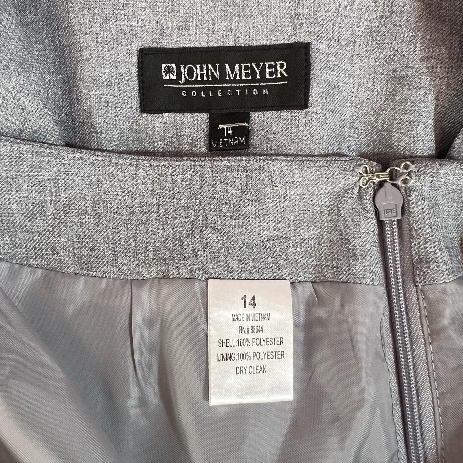 John Meyer Polyester Skirt Suit Size 14 Light Gray Ruffle Collarless 2PC New