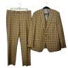 Vitali Men 3PC Vested Suit 46L Pants 40x32.5 Plaid Rust Peak Lapel Flat Front