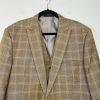 Vitali Men 3PC Vested Suit 46L Pants 40x32.5 Plaid Rust Peak Lapel Flat Front