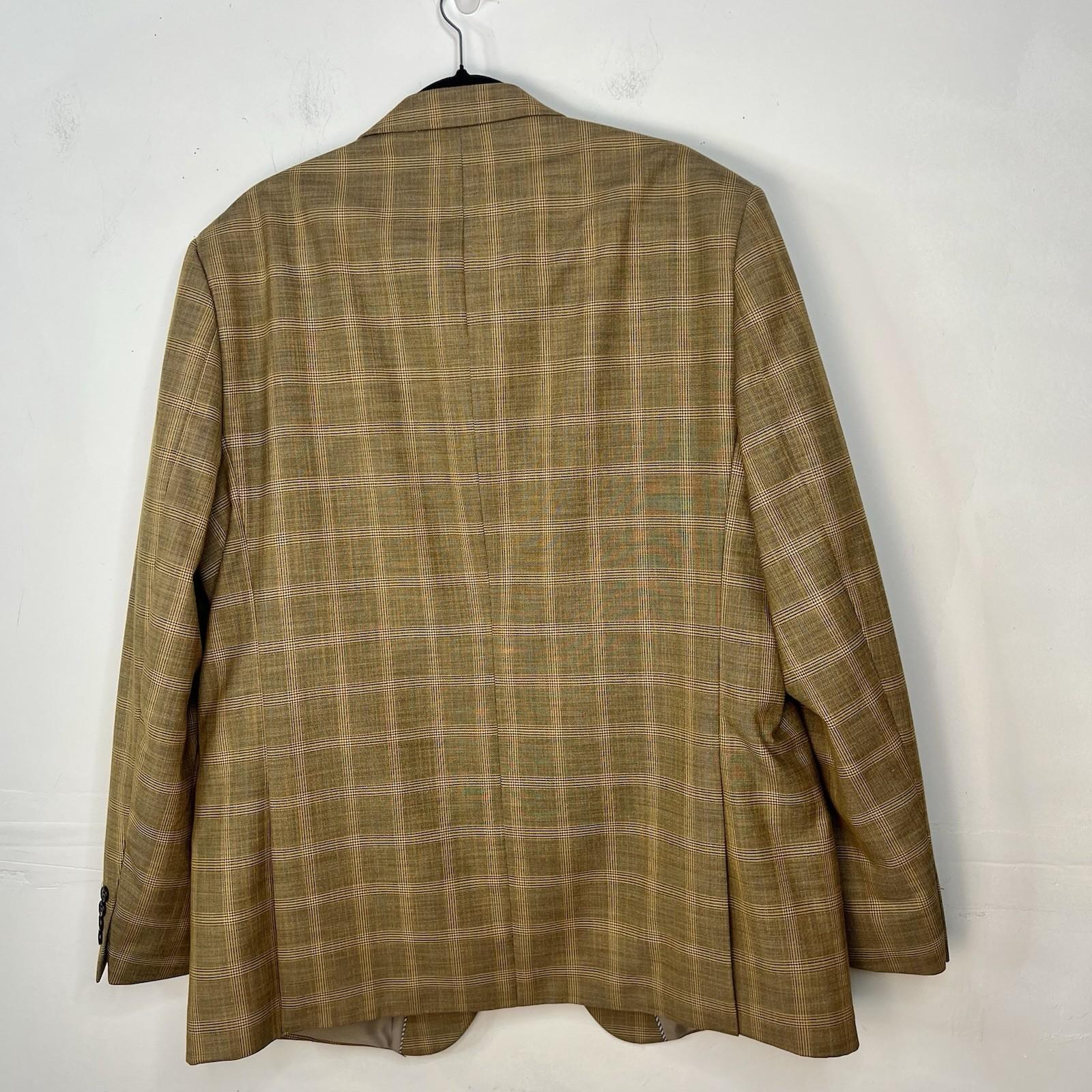 Vitali Men 3PC Vested Suit 46L Pants 40x32.5 Plaid Rust Peak Lapel Flat Front