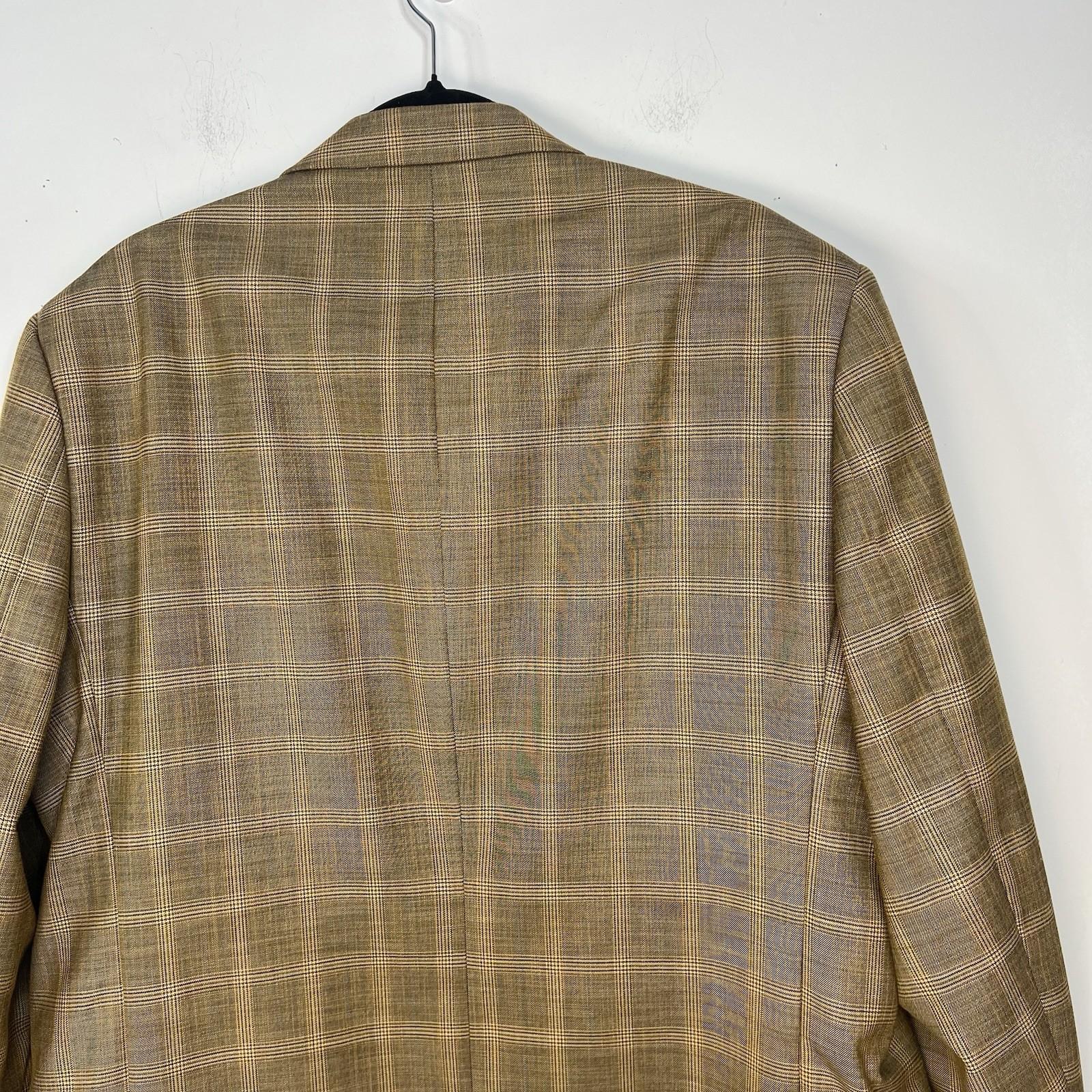 Vitali Men 3PC Vested Suit 46L Pants 40x32.5 Plaid Rust Peak Lapel Flat Front