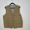 Vitali Men 3PC Vested Suit 46L Pants 40x32.5 Plaid Rust Peak Lapel Flat Front