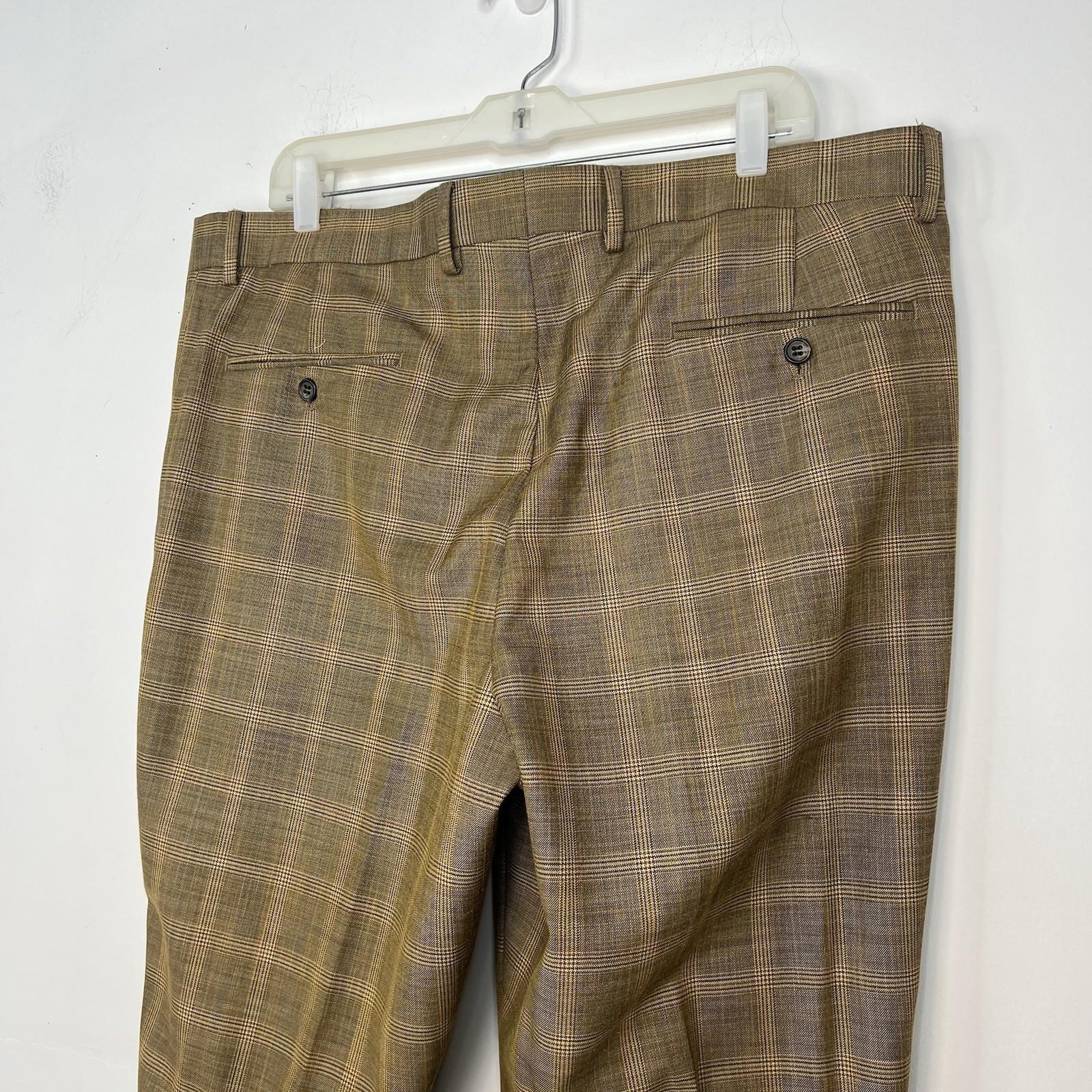 Vitali Men 3PC Vested Suit 46L Pants 40x32.5 Plaid Rust Peak Lapel Flat Front
