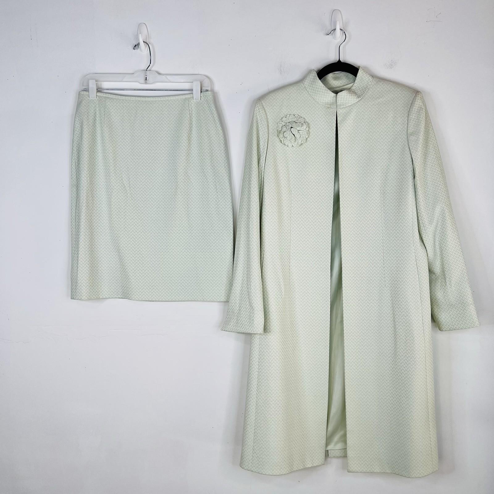 Tahari ASL Women Polyester Rayon Skirt Suit Size 10 Green Mid Length Career