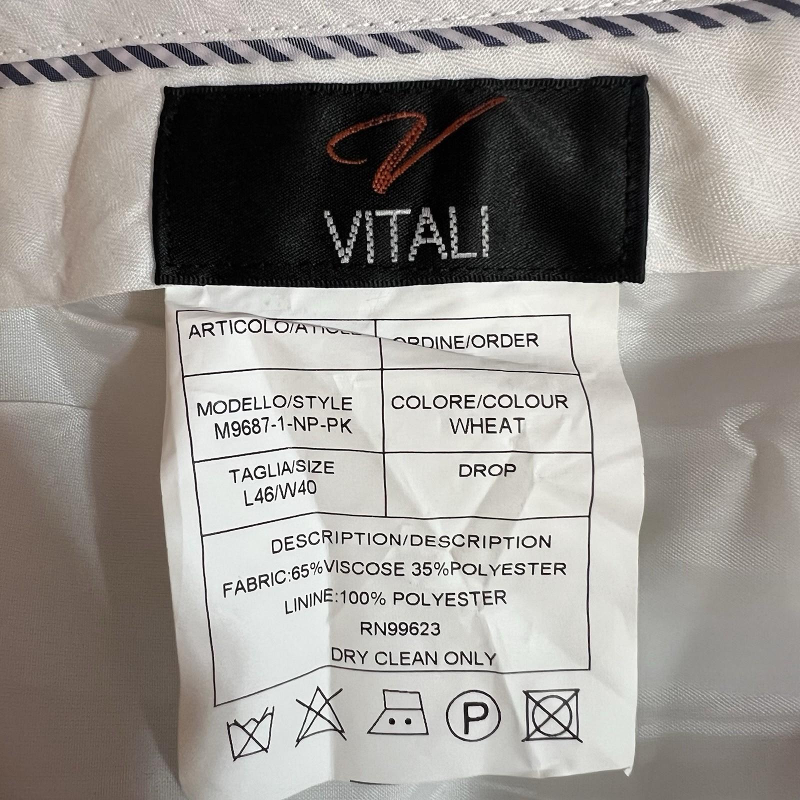 Vitali Men 3PC Vested Suit 46L Pants 40x32.5 Plaid Rust Peak Lapel Flat Front