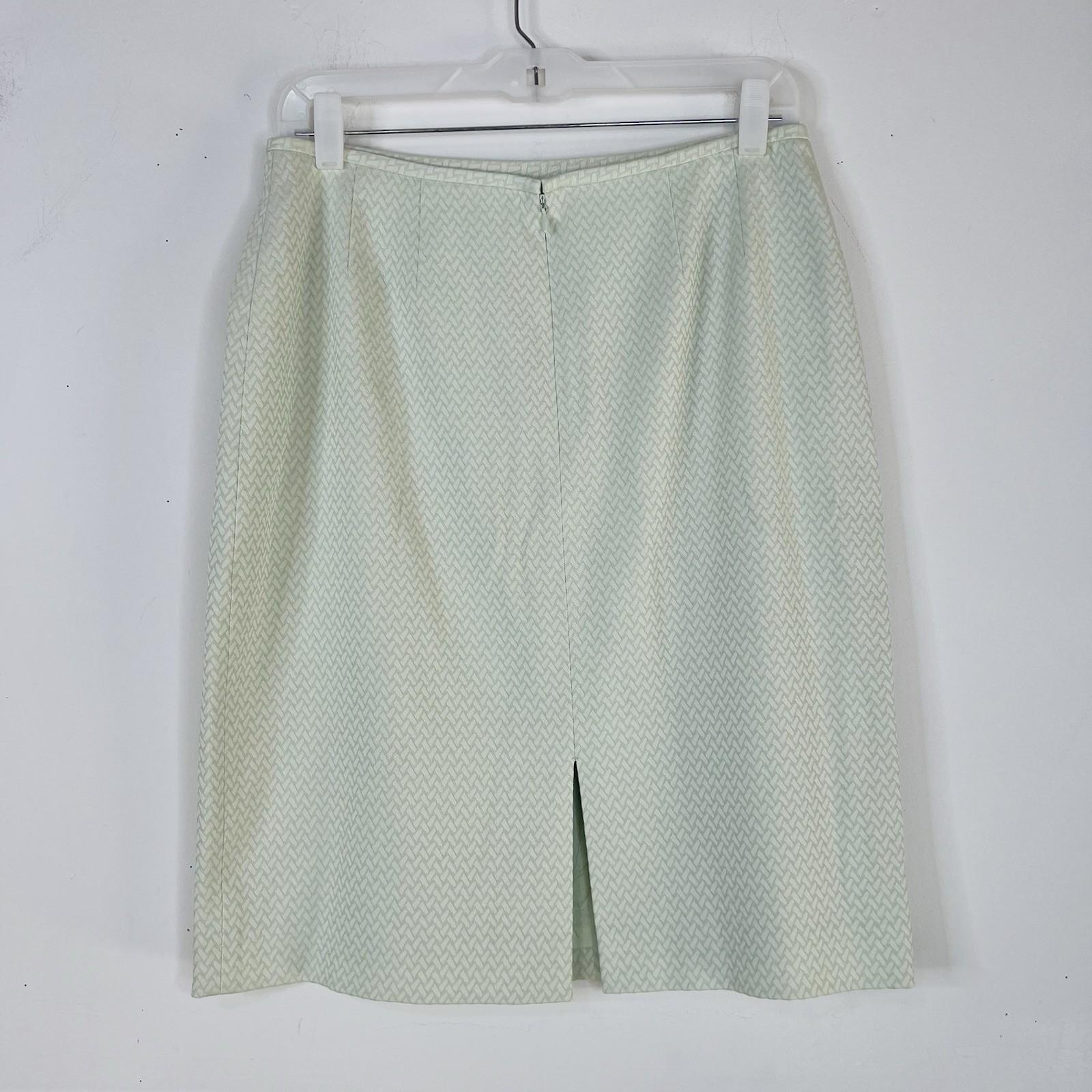 Tahari ASL Women Polyester Rayon Skirt Suit Size 10 Green Mid Length Career