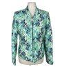 KASPER 1PC Green Multicolored Polyester Open Front Stand Up Collar Blazer Size 6