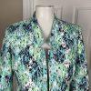 KASPER 1PC Green Multicolored Polyester Open Front Stand Up Collar Blazer Size 6