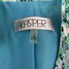 KASPER 1PC Green Multicolored Polyester Open Front Stand Up Collar Blazer Size 6