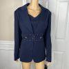 John Meyer Polyester Pant Suit Top 14 Beaded Navy Blue Twill Cocktail 2PC New