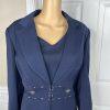 John Meyer Polyester Pant Suit Top 14 Beaded Navy Blue Twill Cocktail 2PC New