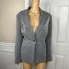 Liz Claiborne Polyester Blazer Suit Size 16 Light Gray Peak Collar Lined 1PC