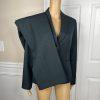 LE SUIT Polyester Pant Suit Size 6 Green Striped Peak Collar Career Lined 2PC