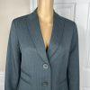 LE SUIT Polyester Pant Suit Size 6 Green Striped Peak Collar Career Lined 2PC