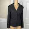 Nine West Women Polyester Pant Suit Size 4 Black Pinstriped Lined Career 2PC