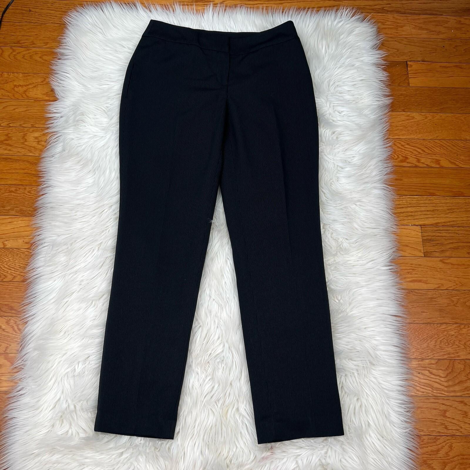 Nine West Women Polyester Pant Suit Size 4 Black Pinstriped Lined Career 2PC