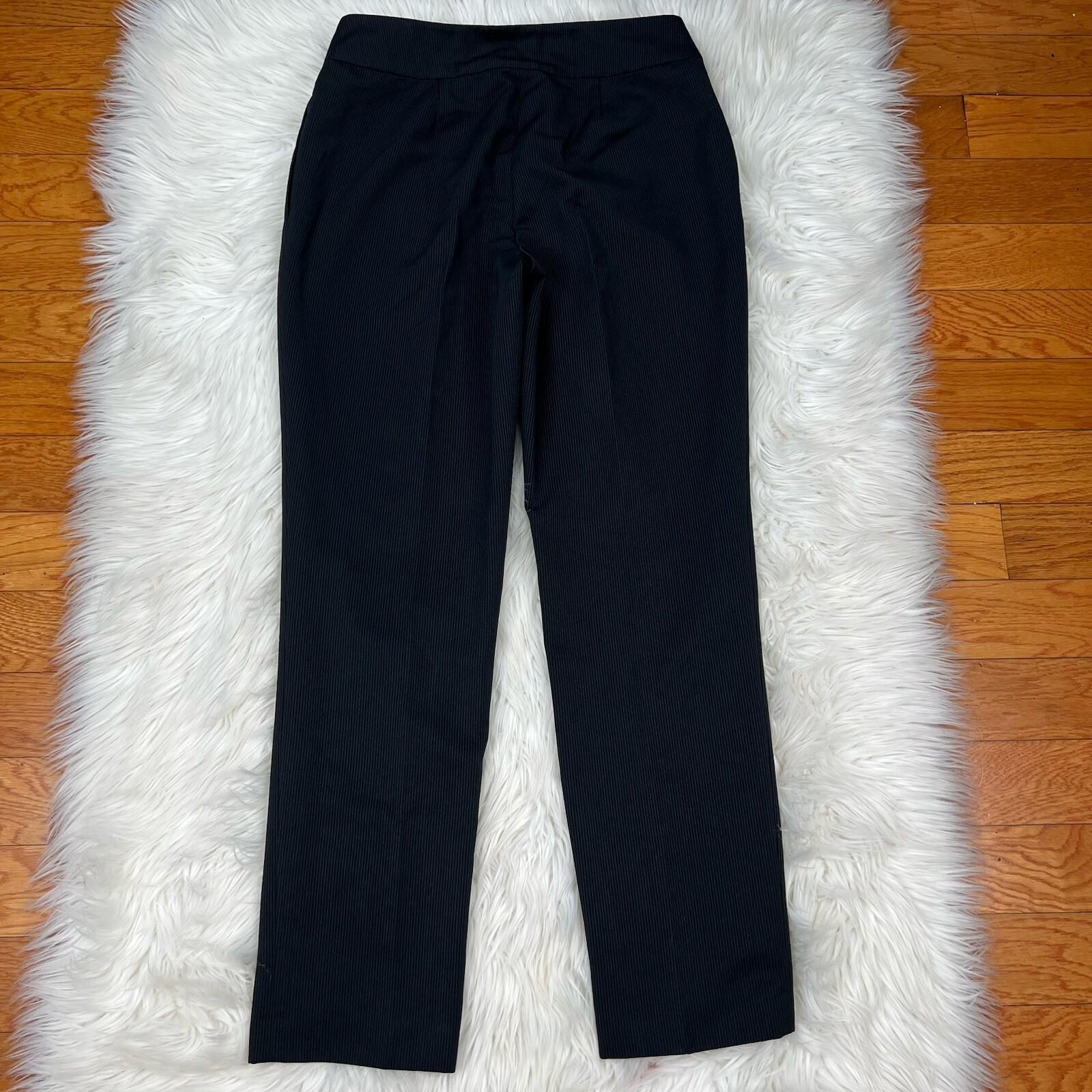 Nine West Women Polyester Pant Suit Size 4 Black Pinstriped Lined Career 2PC