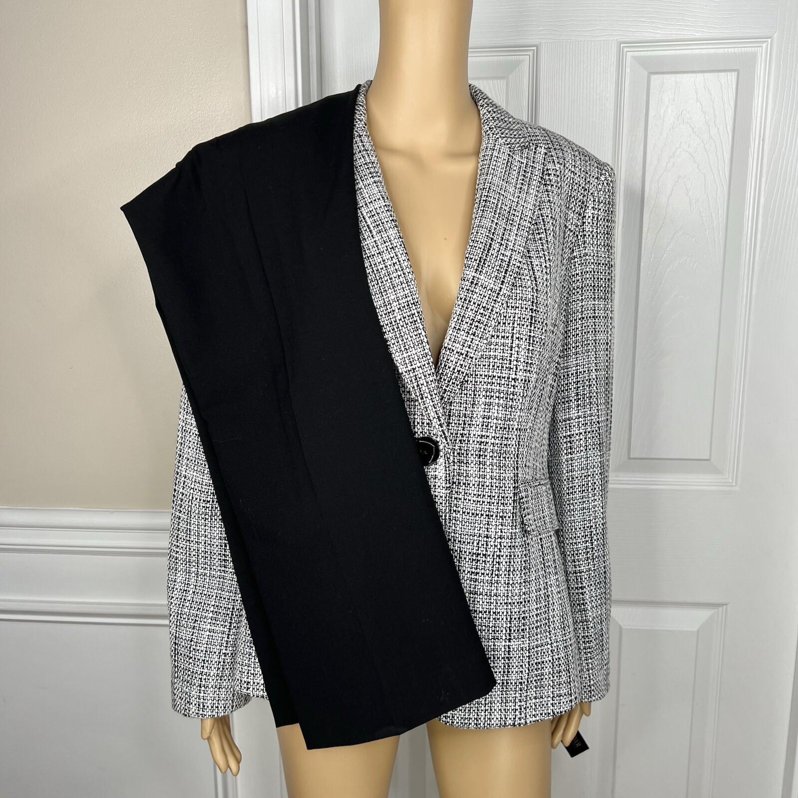 John Meyer Women Polyester Pant Suit Size 10 Black White Peak Collar 2PC New