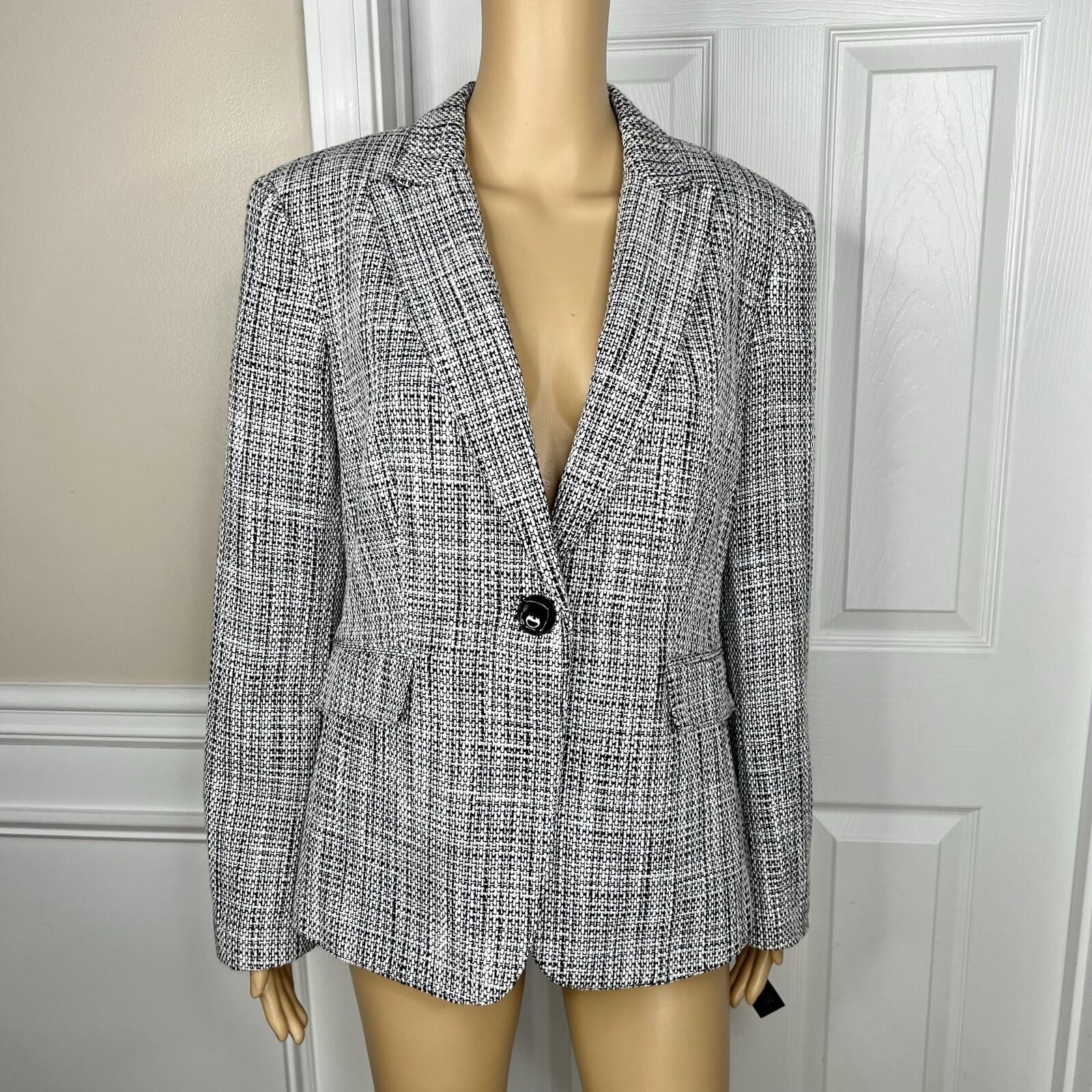 John Meyer Women Polyester Pant Suit Size 10 Black White Peak Collar 2PC New