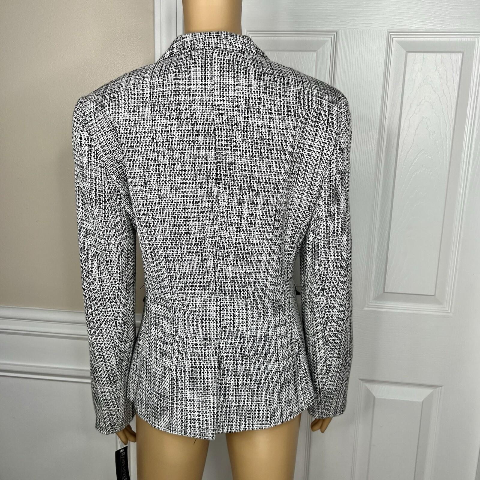 John Meyer Women Polyester Pant Suit Size 10 Black White Peak Collar 2PC New