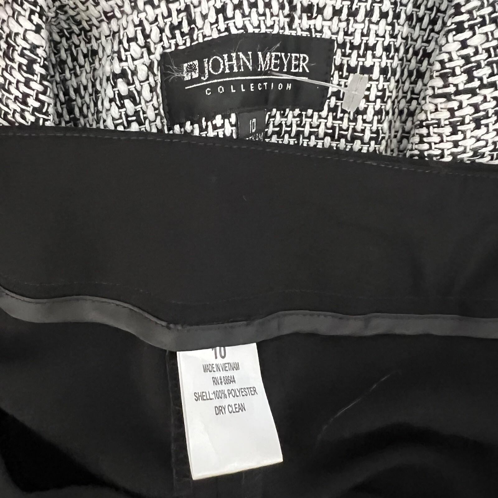 John Meyer Women Polyester Pant Suit Size 10 Black White Peak Collar 2PC New