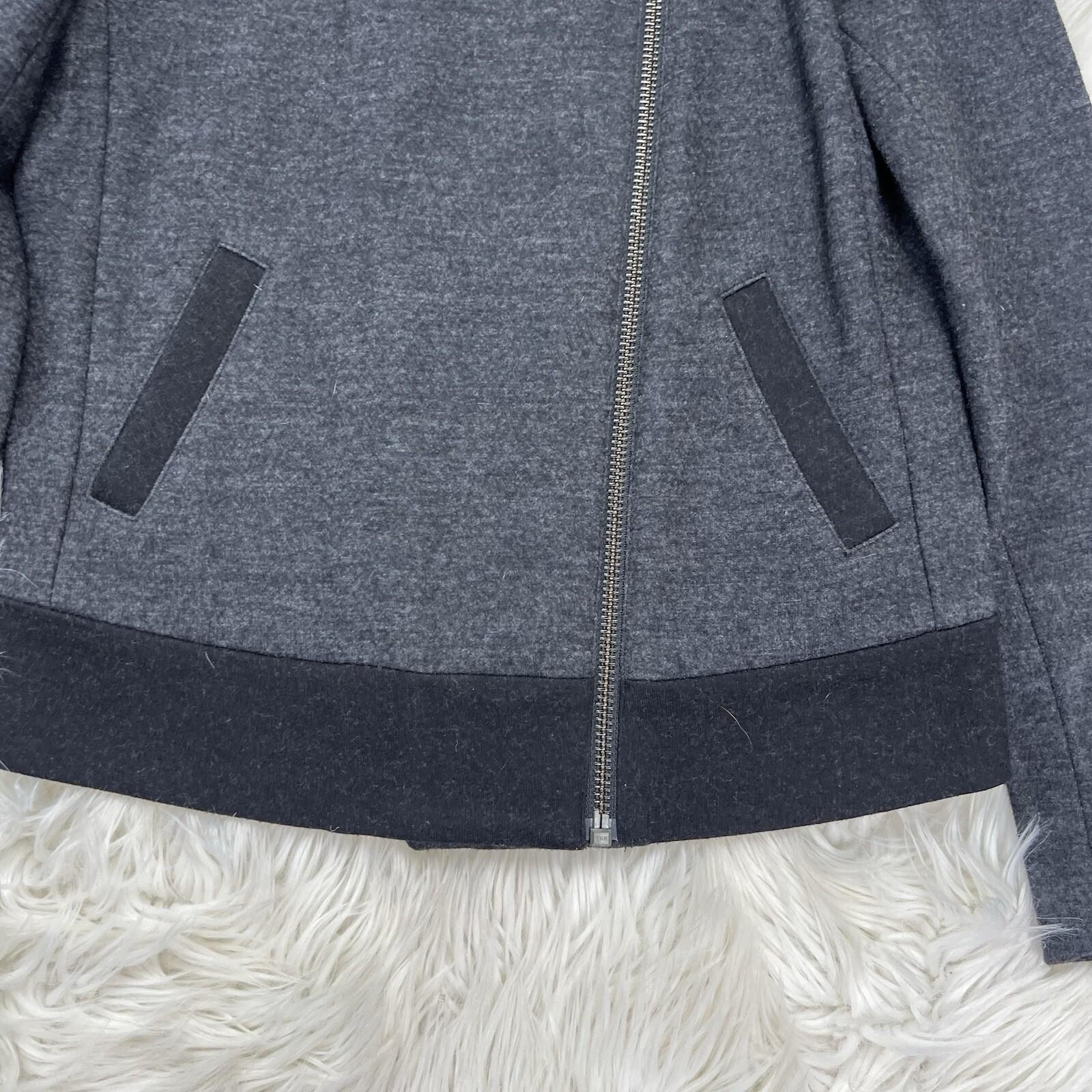 J Crew Wool Blend Jacket Size 00 Charcoal Gray Motorcycle Full Zip Long Sleeve