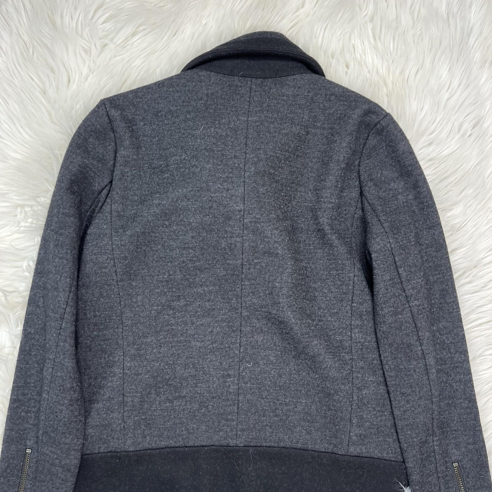 J Crew Wool Blend Jacket Size 00 Charcoal Gray Motorcycle Full Zip Long Sleeve