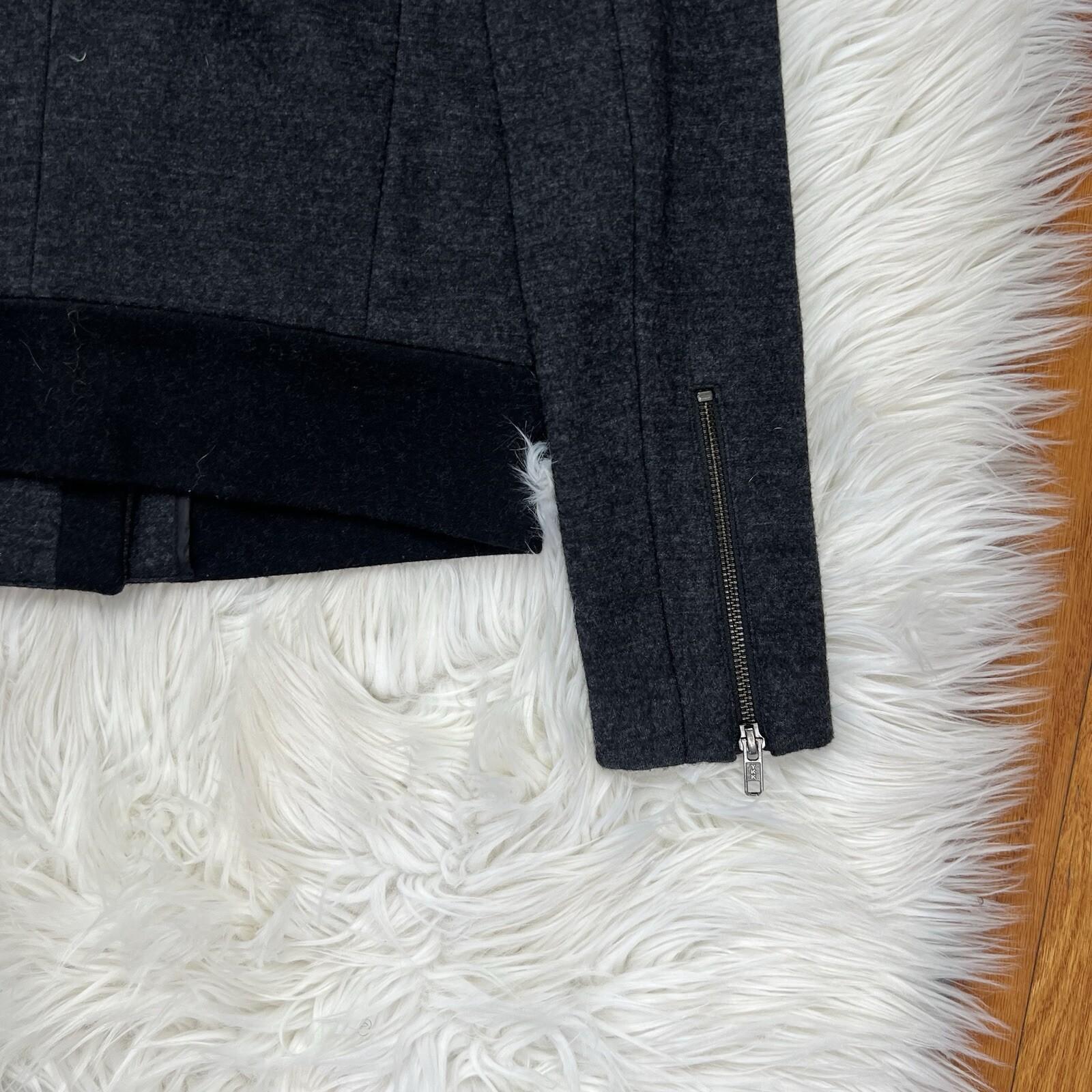 J Crew Wool Blend Jacket Size 00 Charcoal Gray Motorcycle Full Zip Long Sleeve