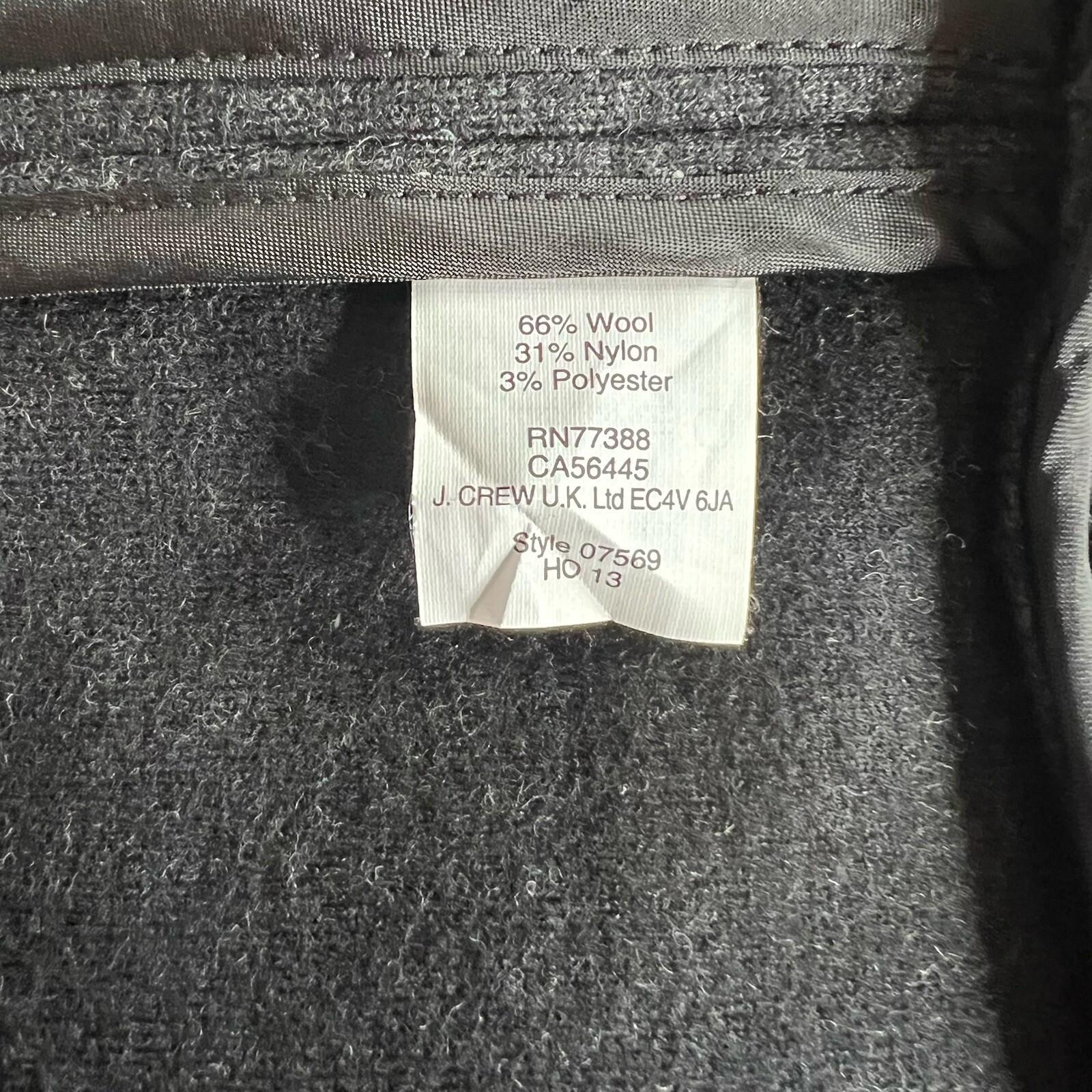 J Crew Wool Blend Jacket Size 00 Charcoal Gray Motorcycle Full Zip Long Sleeve