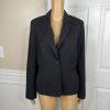 10-3173.jpg Banana Republic Wool Spandex Blazer Size 8 Black Striped Noth Collar Pockets