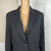 10-3174.jpg Banana Republic Wool Spandex Blazer Size 8 Black Striped Noth Collar Pockets