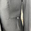 10-3175.jpg Banana Republic Wool Spandex Blazer Size 8 Black Striped Noth Collar Pockets