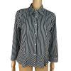 10-3189.jpg Lauren Ralph Lauren Women Cotton Button Up Shirt 12 Black White Striped Ruffle