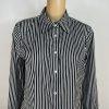 10-3191.jpg Lauren Ralph Lauren Women Cotton Button Up Shirt 12 Black White Striped Ruffle