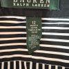 10-3195.jpg Lauren Ralph Lauren Women Cotton Button Up Shirt 12 Black White Striped Ruffle